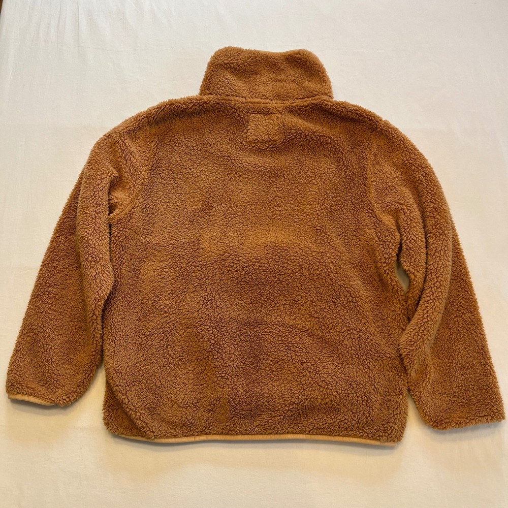 Billabong Camel Brown Gorpcore Sherpa Teddy Fleece Cozy Pullover Jacket Size XL - Picture 9 of 10